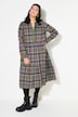 Midi-Flanellkleid, Karo, Tunika-Ausschnitt, Langarm