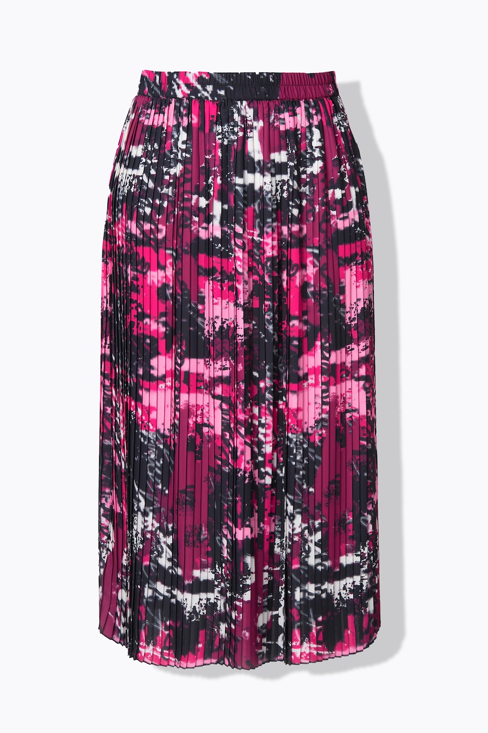 Stora storlekar Plissé-Midiskjol, Dam, svart, storlek: 50/52, Polyester, Ulla Popken