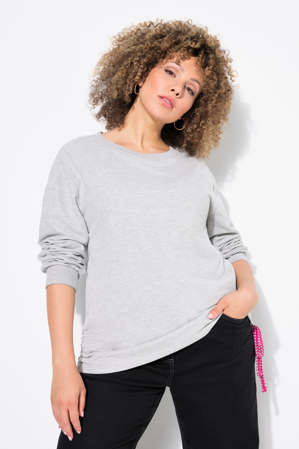 Große Größen Sweatshirt, Damen, grau, Größe: 50/52, Baumwolle/Polyester, Ulla Popken