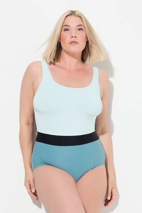 Sparkling Color Block One Piece Swimsuit