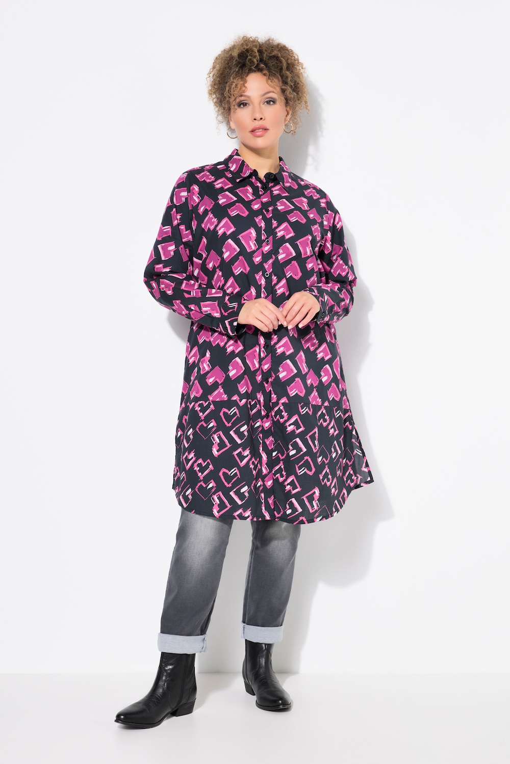 Große Größen Longbluse, Damen, rot, Größe: 42/44, Baumwolle, Ulla Popken