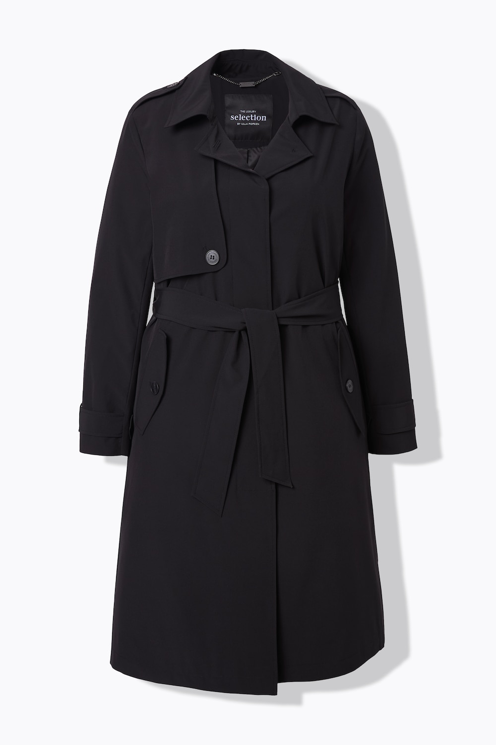 Stora storlekar Trenchcoat, Dam, blå, storlek: 54/56, Polyester/Elastan, Ulla Popken