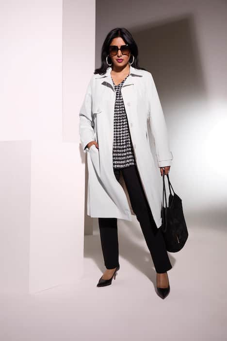 Trenchcoat, A-linje, Hemkrage, Bälte, Satinfoder