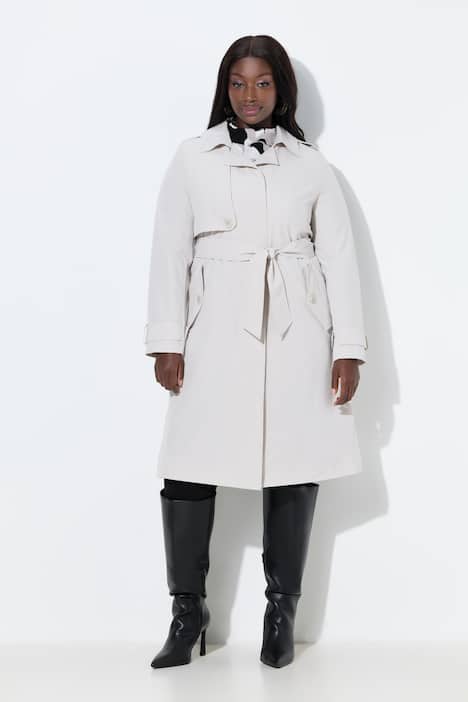 Trenchcoat, A-Linie, Hemdkragen, Gürtel, Satinfutter