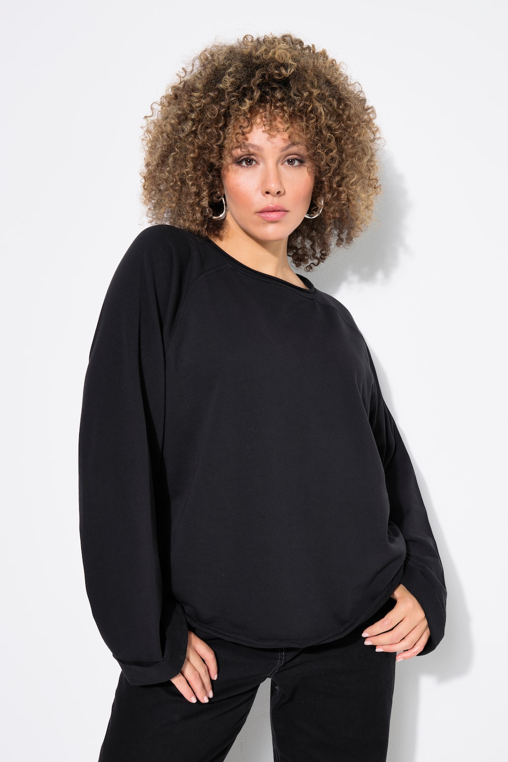 Große Größen Sweatshirt, Damen, schwarz, Größe: 42/44, Baumwolle, Ulla Popken