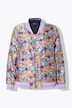 Omkeerbare blouson, effen/bloemen, college kraag, geribbelde boordjes