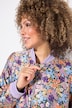 Omkeerbare blouson, effen/bloemen, college kraag, geribbelde boordjes