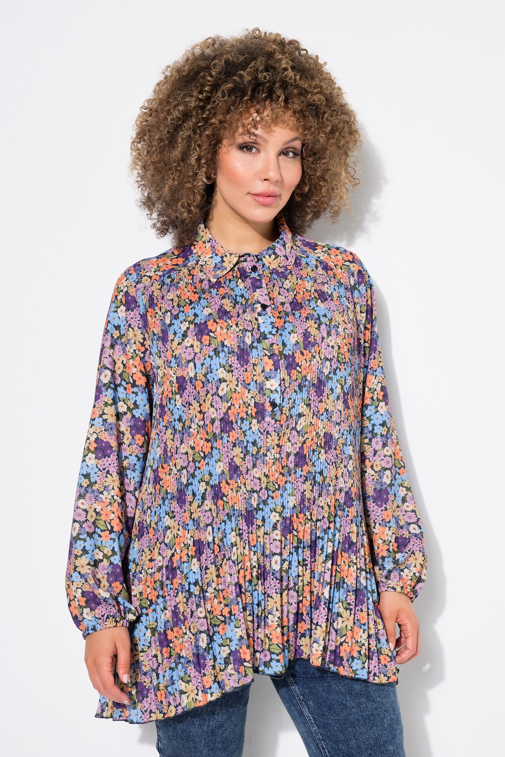 Große Größen Plissee-Bluse, Damen, orange, Größe: 54/56, Polyester, Ulla Popken