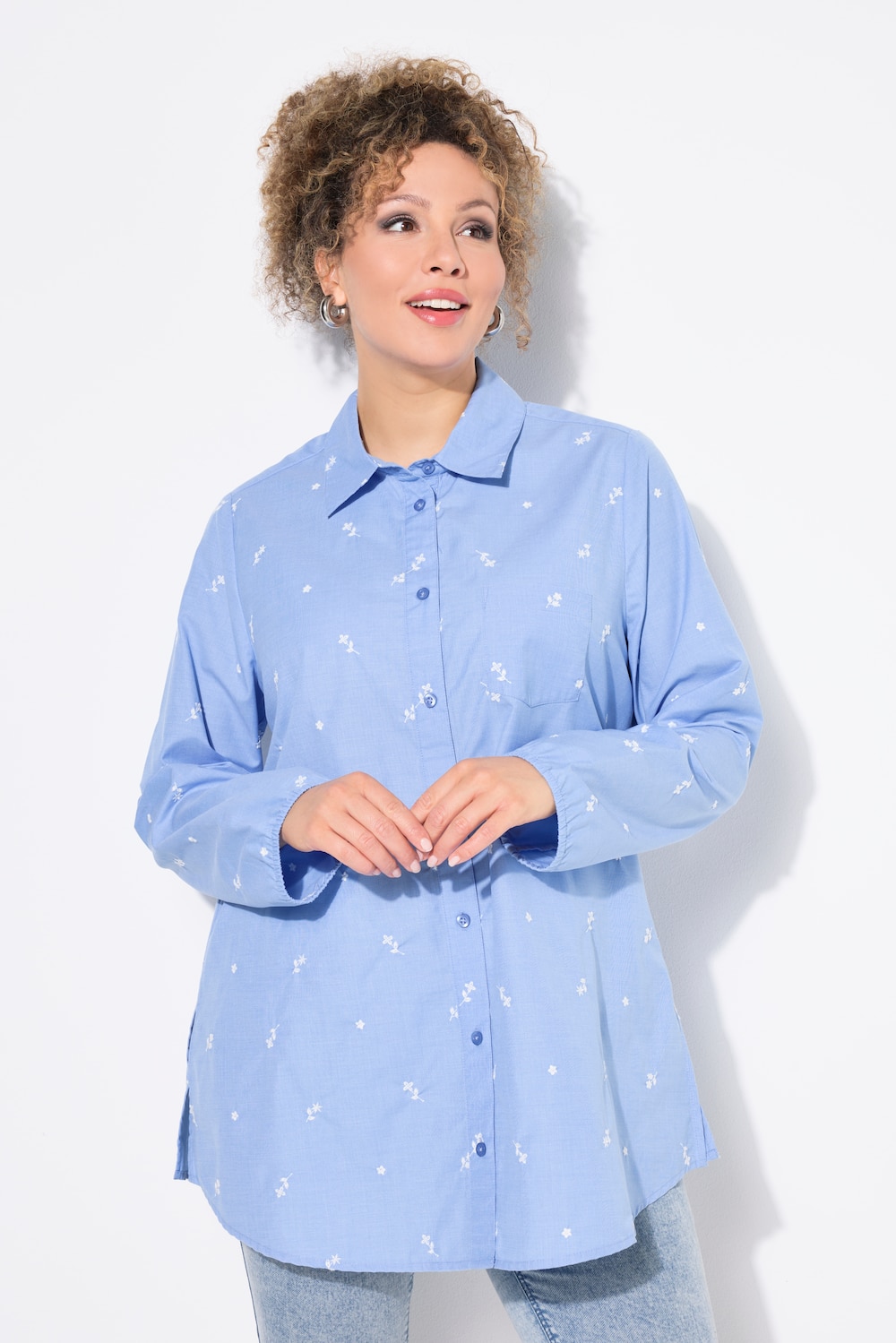 Große Größen Hemdbluse, Damen, blau, Größe: 58/60, Baumwolle, Ulla Popken