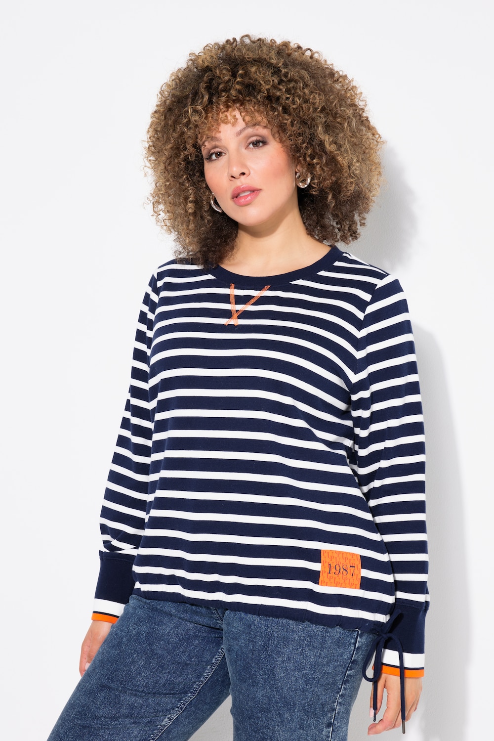 Große Größen Sweatshirt, Damen, blau, Größe: 50/52, Baumwolle/Polyester, Ulla Popken