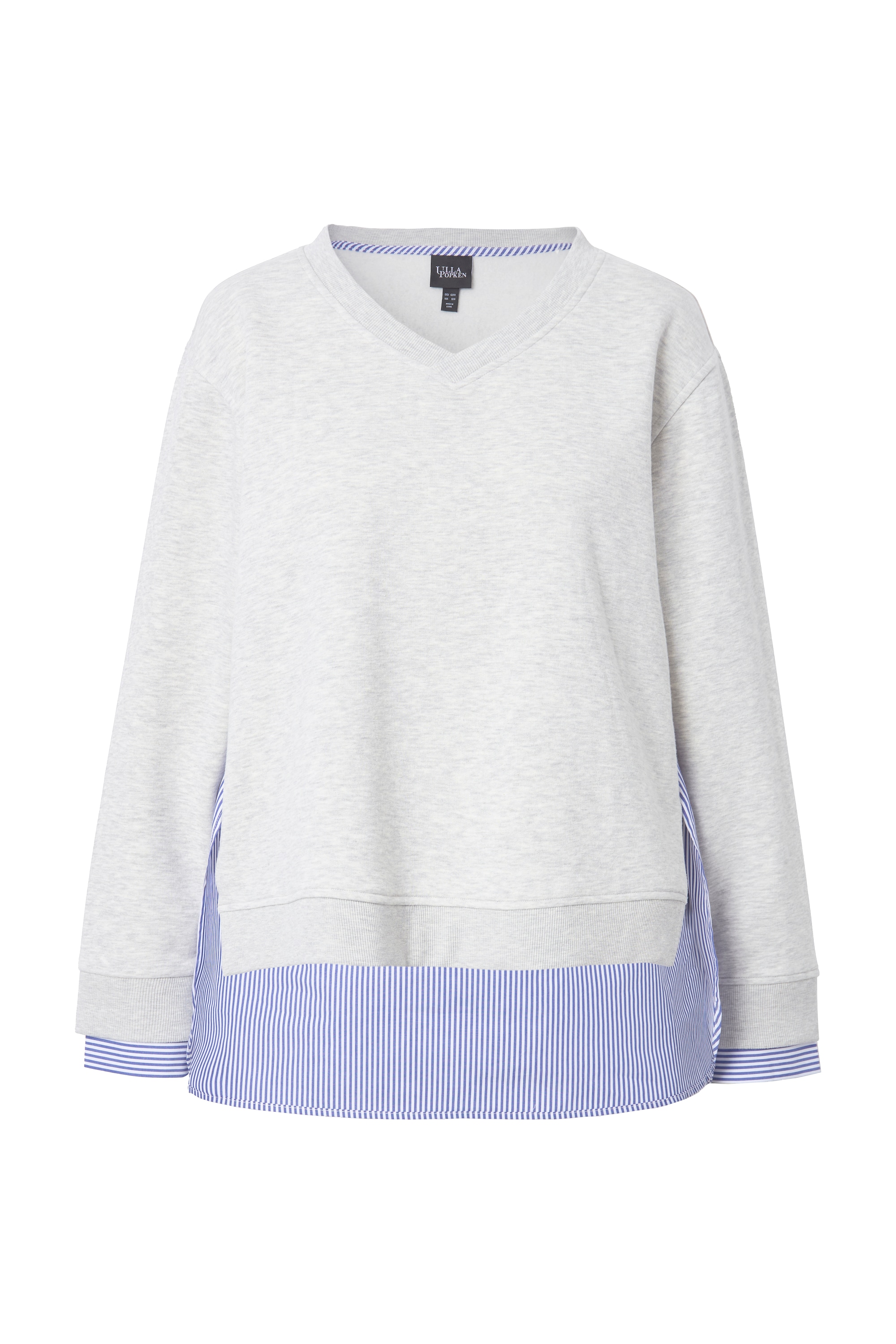 Ulla Popken Damen große Größen 2 in 1 Sweatshirt V Ausschnitt Langarm 835016
