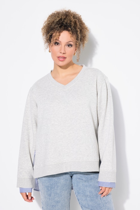 2-in-1-Sweatshirt, V-Ausschnitt, Langarm