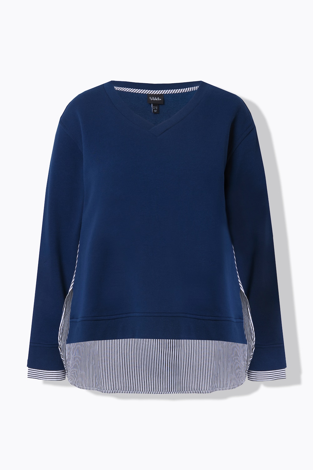 Stora storlekar 2-i-1-Sweatshirt, Dam, blå, storlek: 42/44, Bomull/Polyester, Ulla Popken
