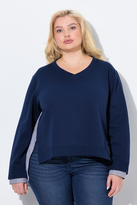 2-i-1 sweatshirt, V-udskæring, langærmet