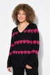 Pullover, hjerter, V-udskæring, langærmet