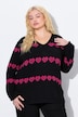 Pullover, hjerter, V-udskæring, langærmet