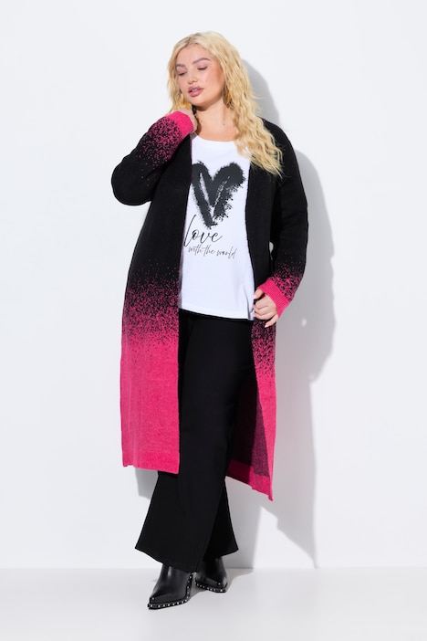 Extra Long Open Shape Gradient Cardigan