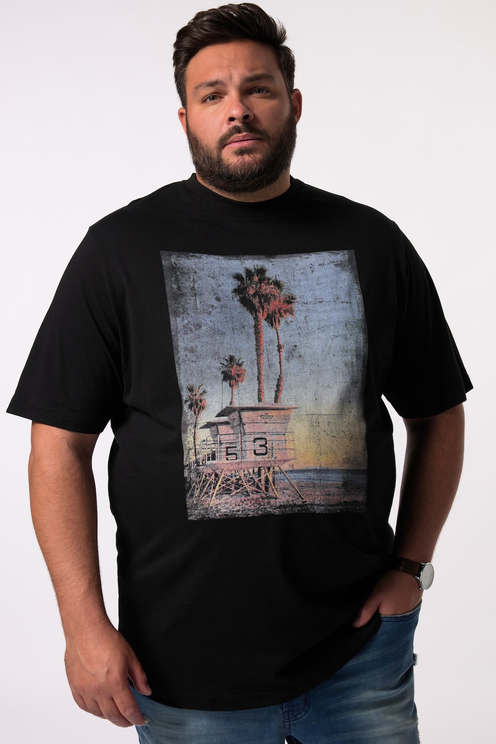 Men+ T-shirt, korte mouwen, fotoprint, tot maat 8 XL