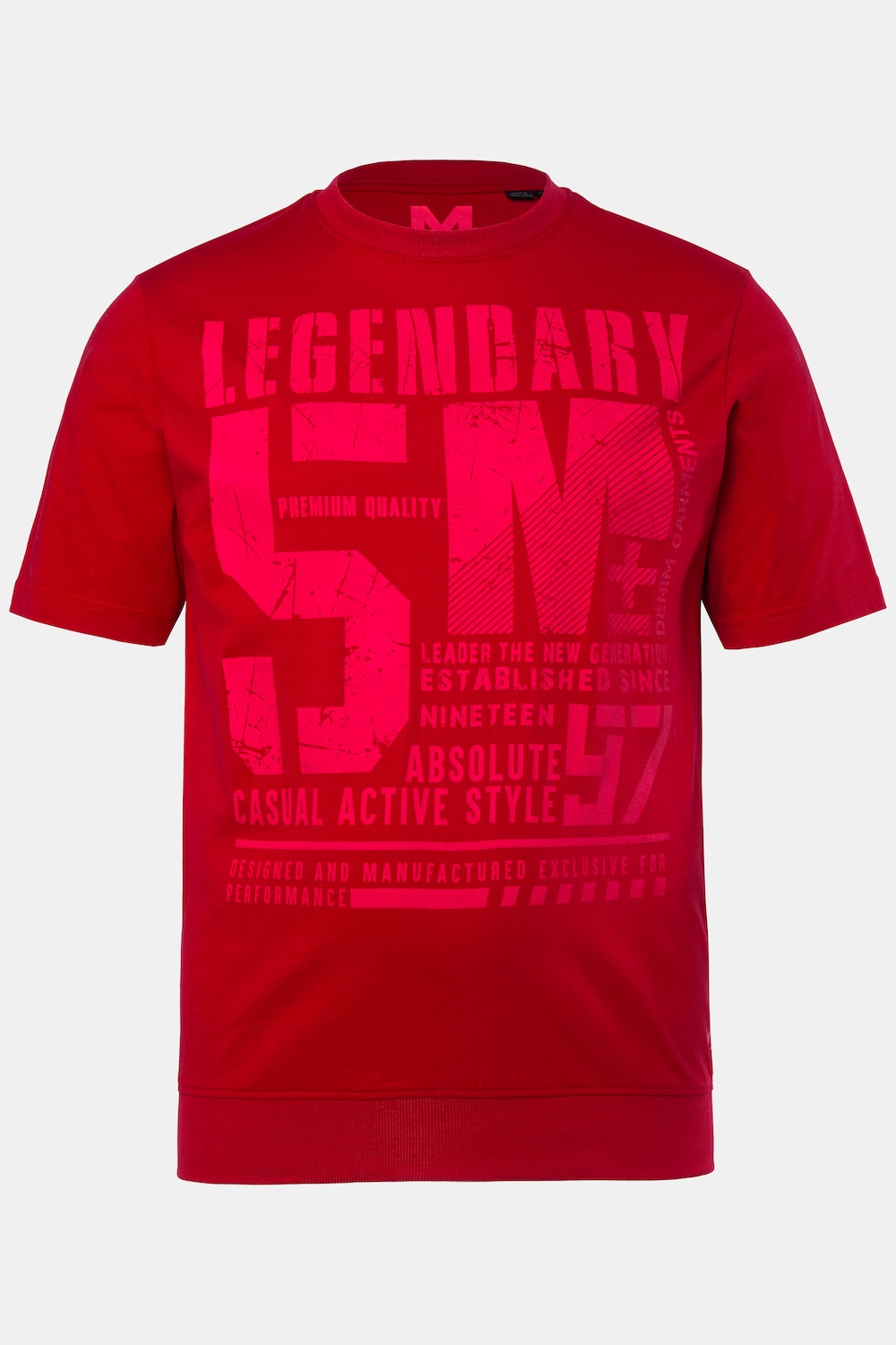 Men+ T-Shirt, Halbarm, Bauchfit, Brustprint, bis 8 XL