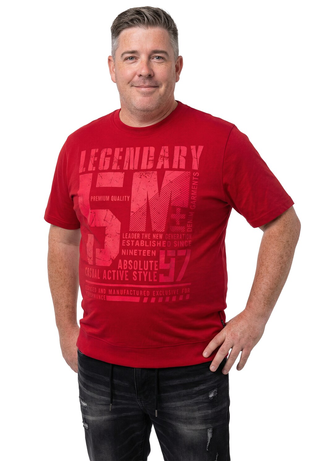 Stora storlekar T-shirt, Her, röd, storlek: L, Bomull, Men Plus