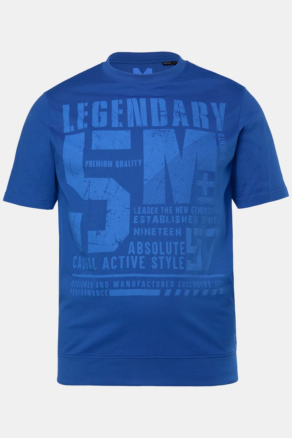 T-shirt, korte mouwen, Buikfit, borstprint, tot maat 8 XL