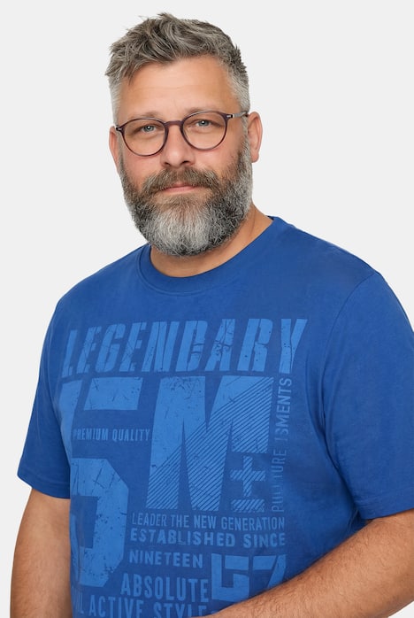 Men+ T-Shirt, Halbarm, Bauchfit, Brustprint, bis 8 XL