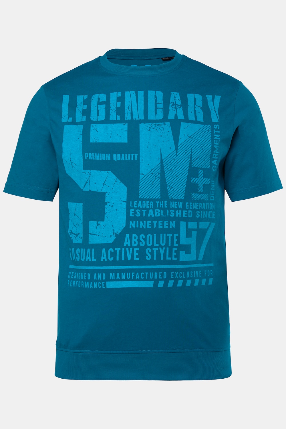 Men+ T-Shirt, Halbarm, Bauchfit, Brustprint, bis 8 XL