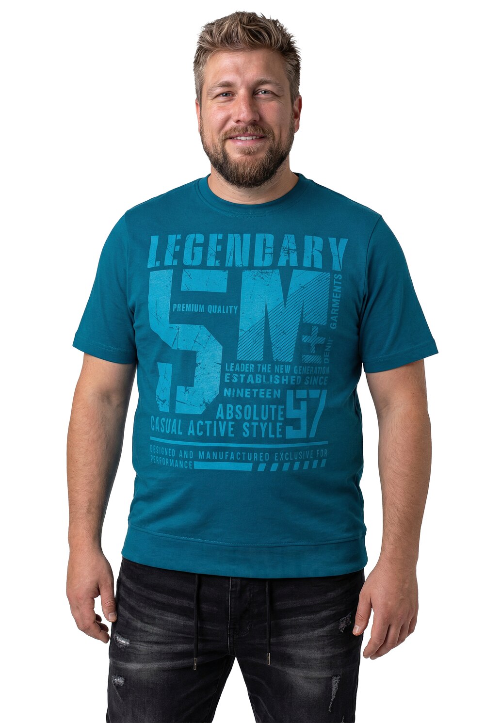 Stora storlekar T-shirt, Her, turkos, storlek: 7XL, Bomull, Men Plus