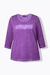 Shirt, statementborduursel, classic, ronde hals, 3/4-mouwen