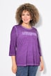 Shirt, statementborduursel, classic, ronde hals, 3/4-mouwen