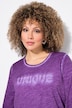 Shirt, statementborduursel, classic, ronde hals, 3/4-mouwen