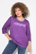 Shirt, statementborduursel, classic, ronde hals, 3/4-mouwen
