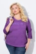 Shirt, statementborduursel, classic, ronde hals, 3/4-mouwen
