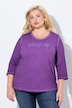 Shirt, statementborduursel, classic, ronde hals, 3/4-mouwen