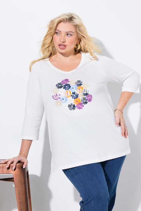 Casual Mood Floral V-Neck Tee