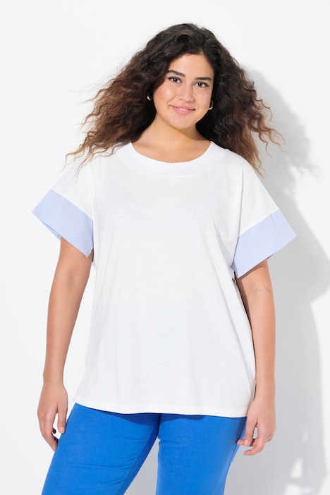 T-shirt, strepen, oversized, ronde hals, halve mouwen