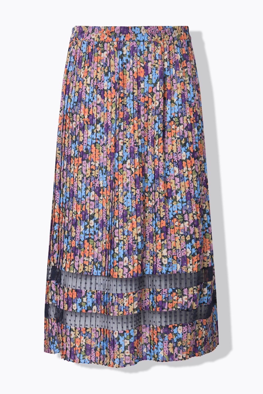Stora storlekar Plissé-Midiskjol, Dam, orange, storlek: 46/48, Polyester, Ulla Popken
