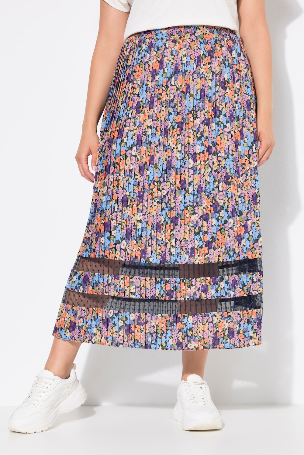 Große Größen Plissee-Midirock, Damen, orange, Größe: 58/60, Polyester, Ulla Popken