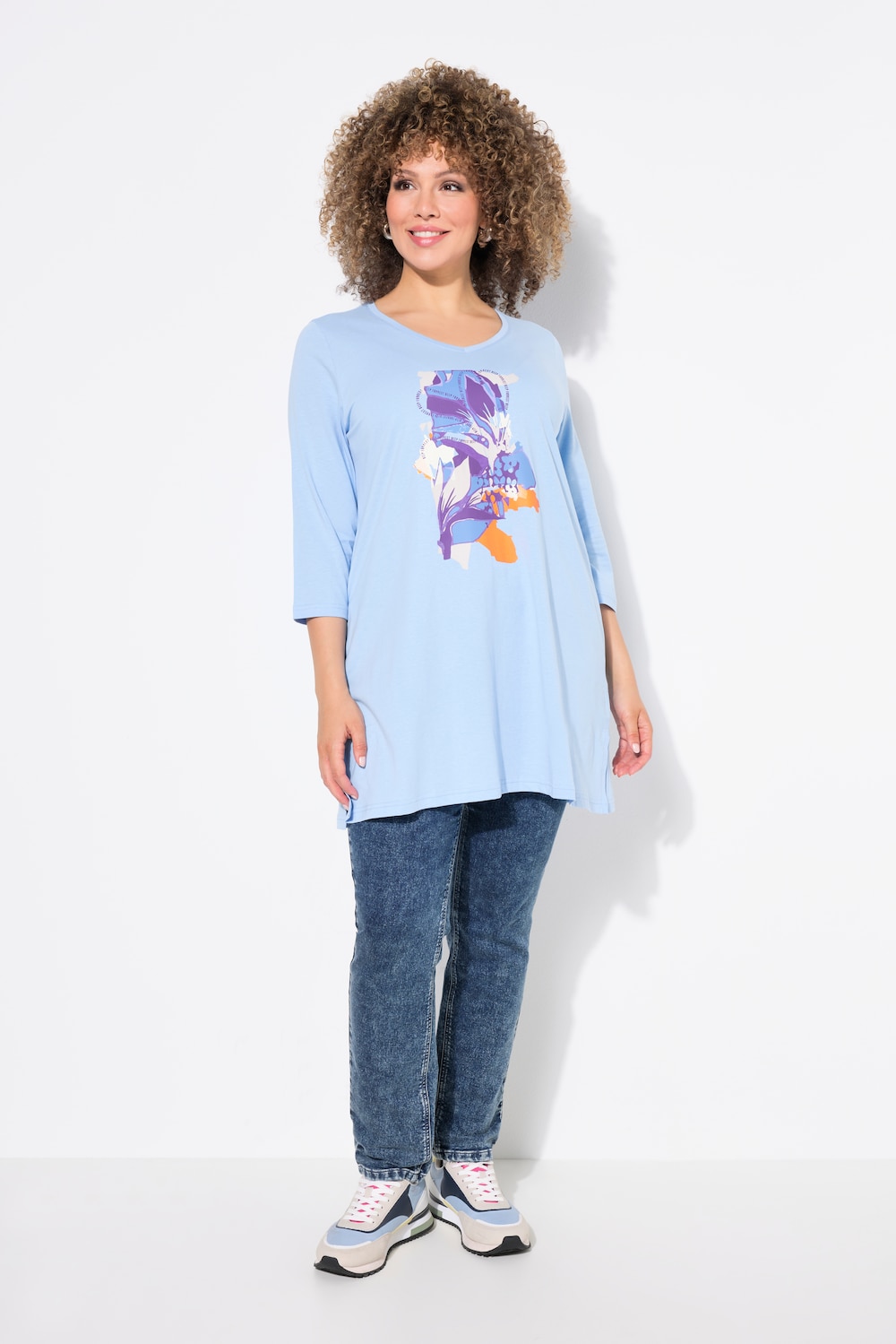 Große Größen Longshirt, Damen, blau, Größe: 42/44, Baumwolle, Ulla Popken