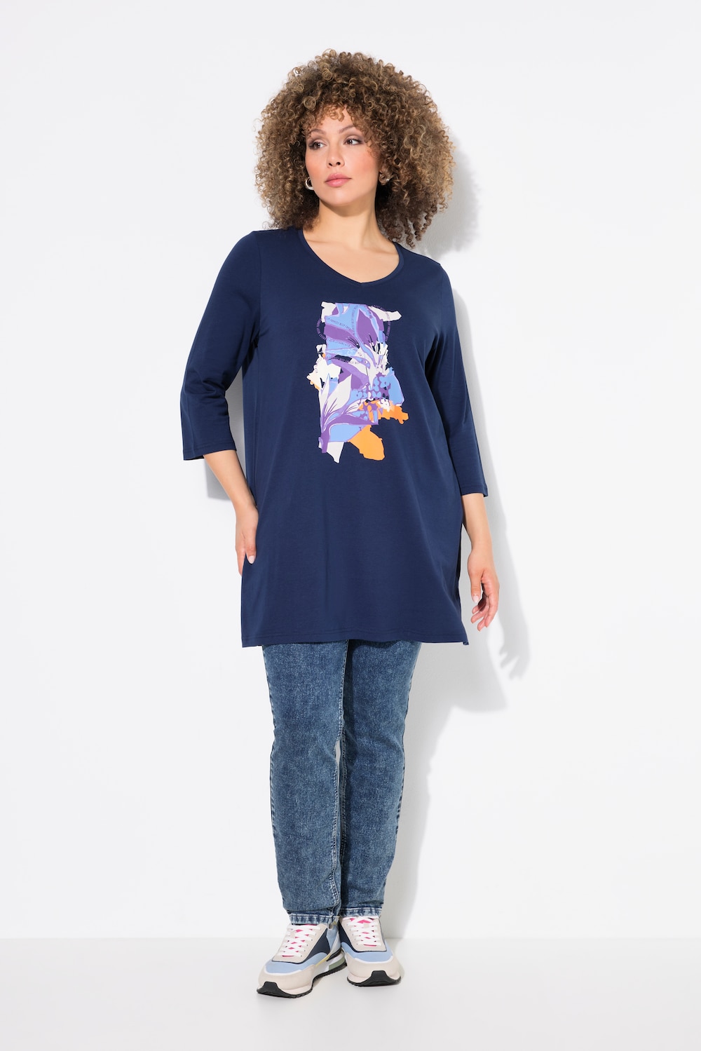 Große Größen Longshirt, Damen, blau, Größe: 42/44, Baumwolle, Ulla Popken