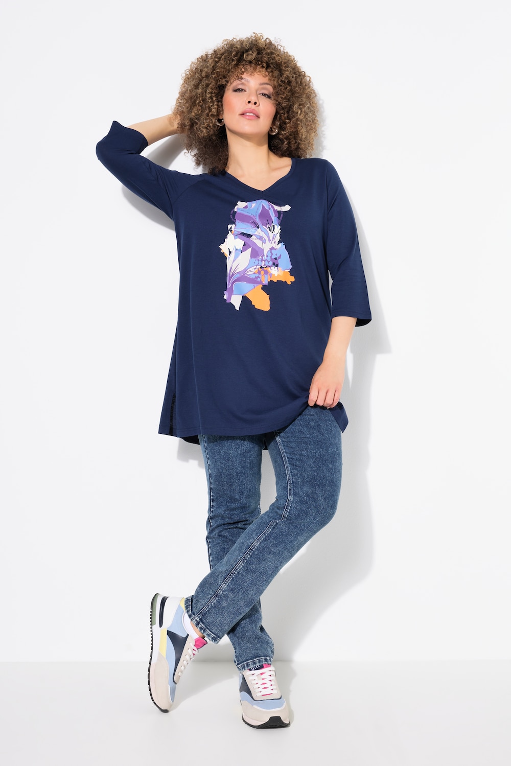 Große Größen Longshirt, Damen, blau, Größe: 62/64, Baumwolle, Ulla Popken