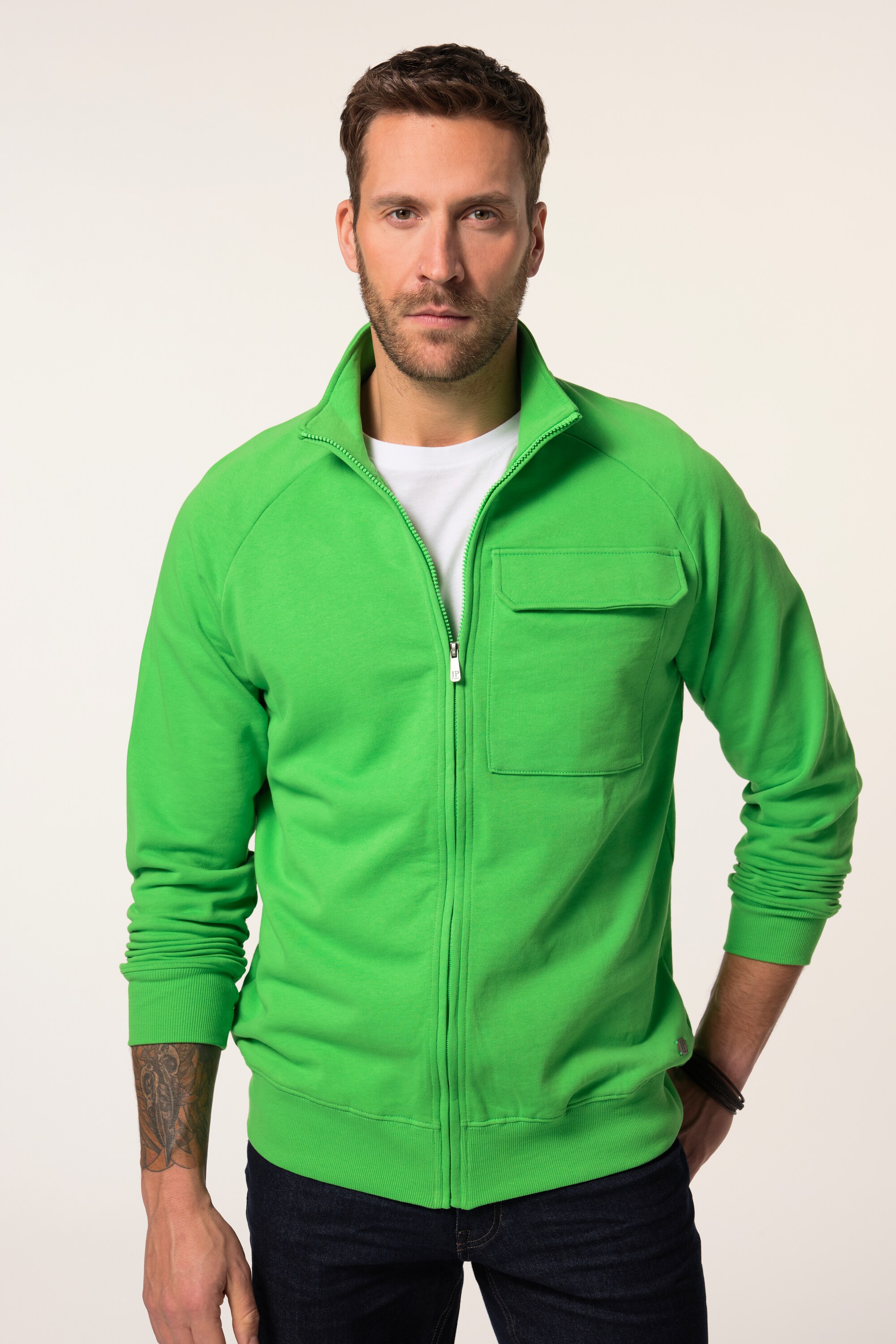 JP 1880 Herren große Größen JP 1880 Sweatjacke Waffelstruktur Stehkragen