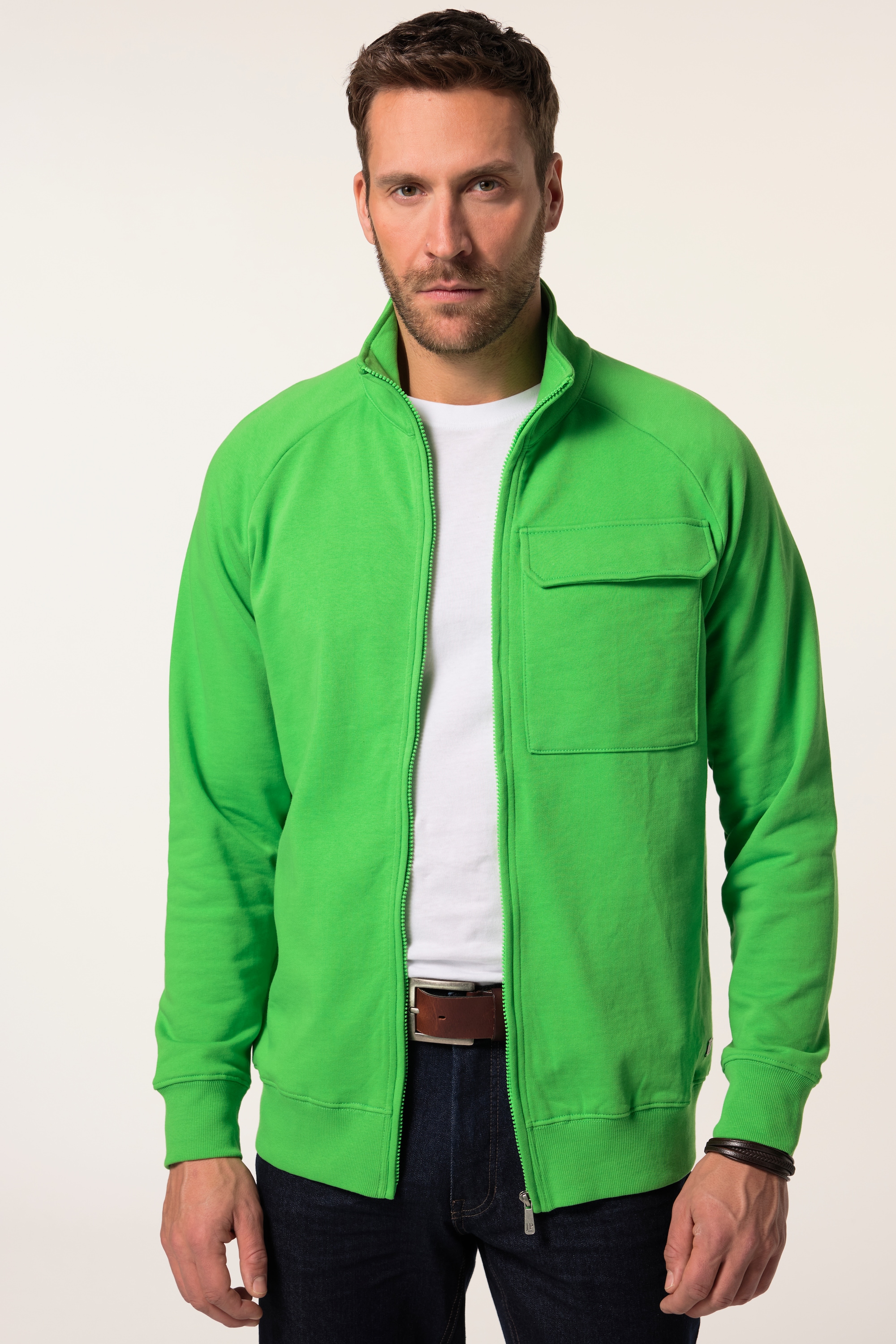 JP 1880 Herren große Größen JP 1880 Sweatjacke Waffelstruktur Stehkragen