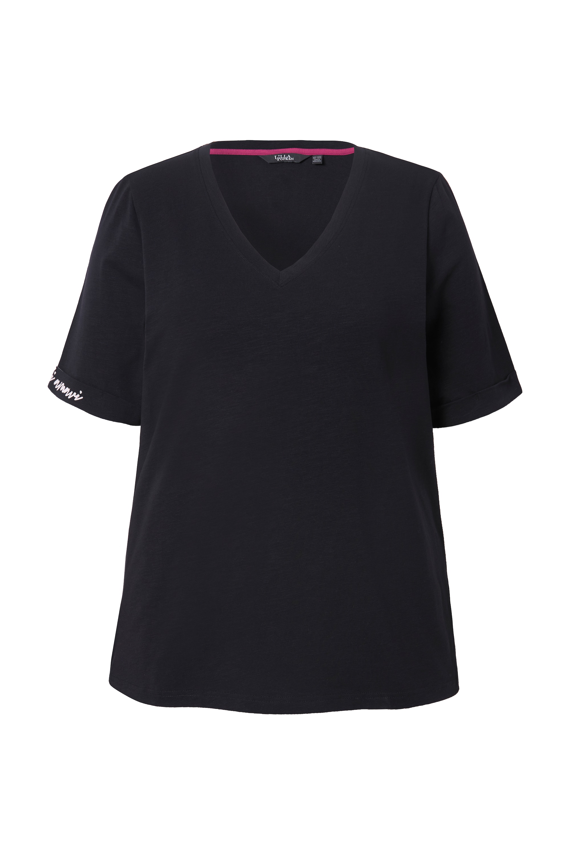 Ulla Popken Damen große Größen T Shirt Schriftdruck Classic V Ausschnitt
