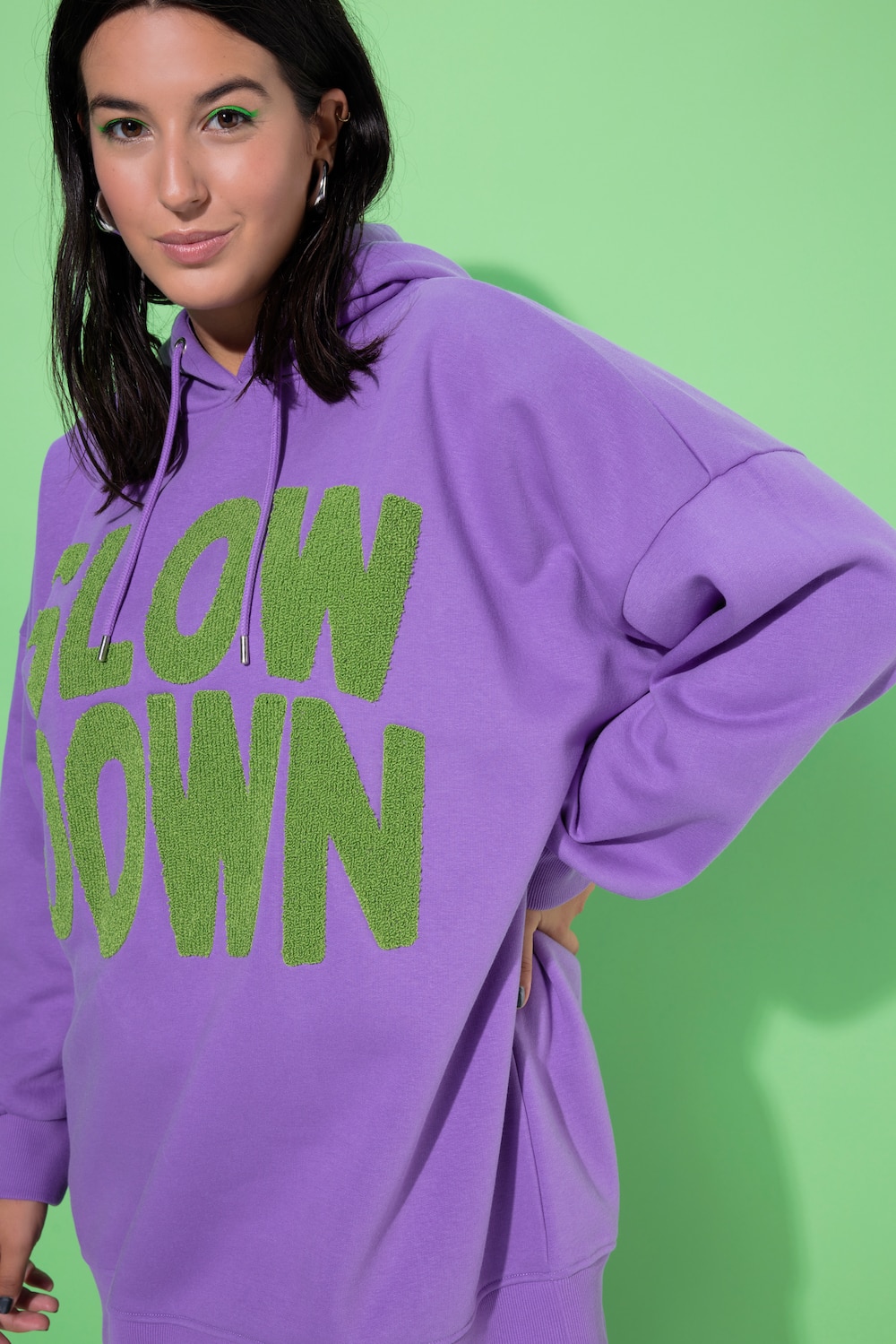 Hoodie, oversized, towel-statementprint, capuchon