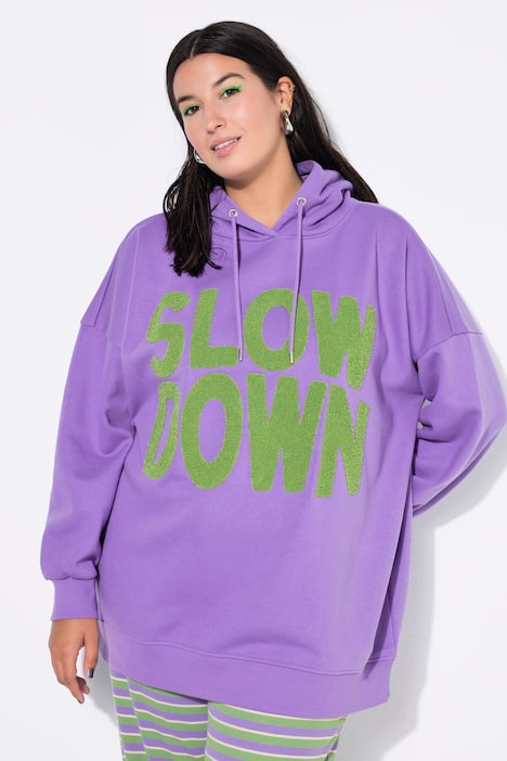 Mikina s kapucí, oversize, nápis