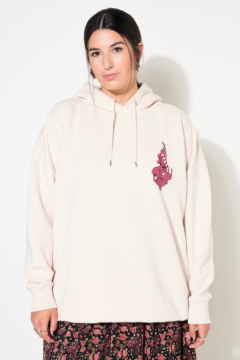 Oversized Geisha Back Print Hoodie