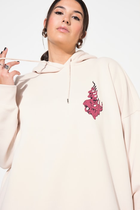 Oversized Geisha Back Print Hoodie