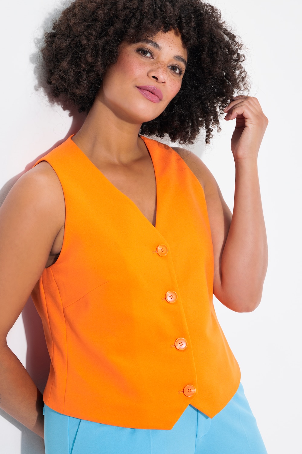Stora storlekar Väst, Dam, orange, storlek: 54, Polyester, Angel of Style
