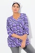 Bluzka, graficzny nadruk, tunikowy dekolt, rękaw 3/4